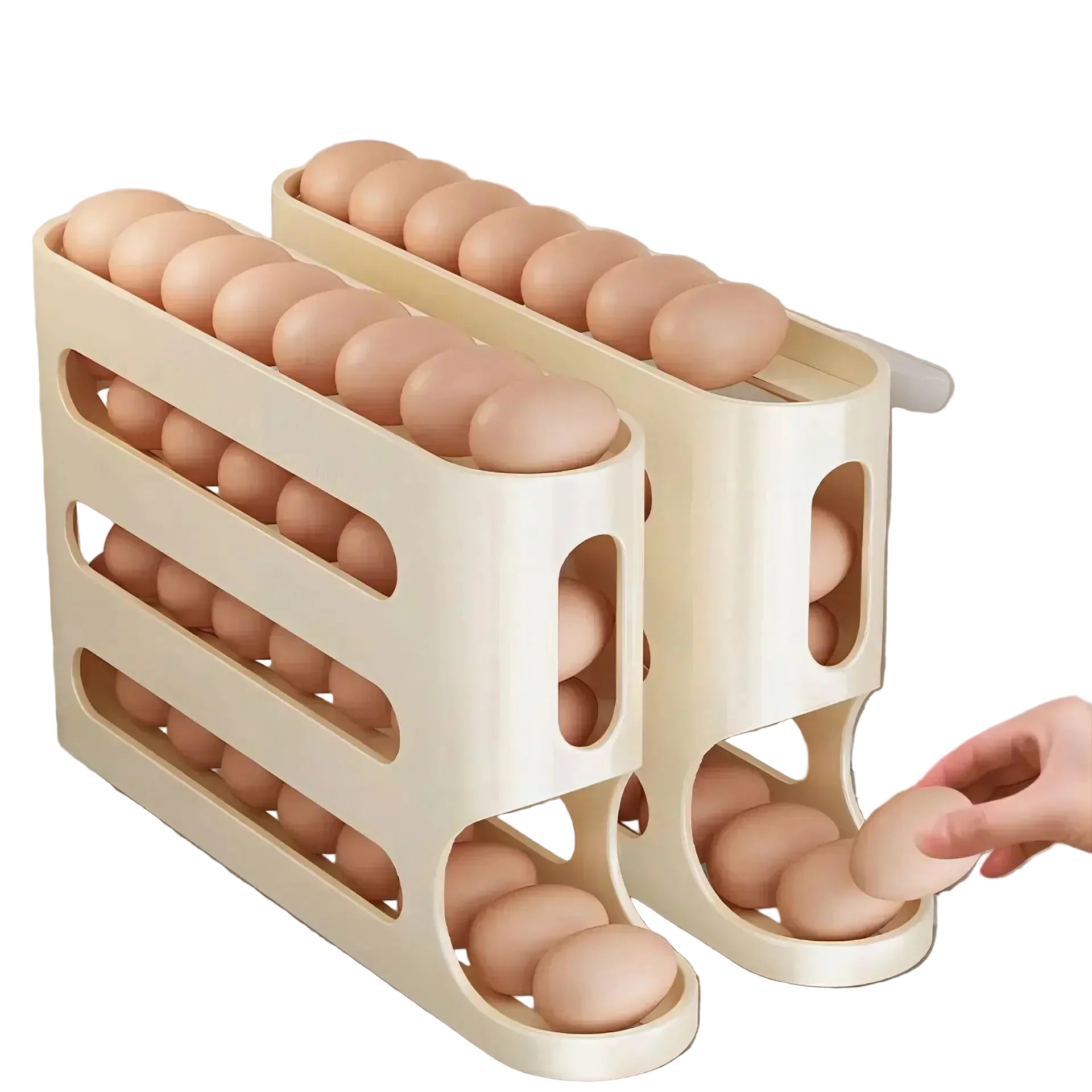 Refrigerator Egg Storage Box - Auto-Rolling Ladder Style Holder