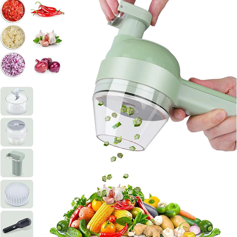 5-in-1 Electric Vegetable Cutter - Rechargeable Food Chopper