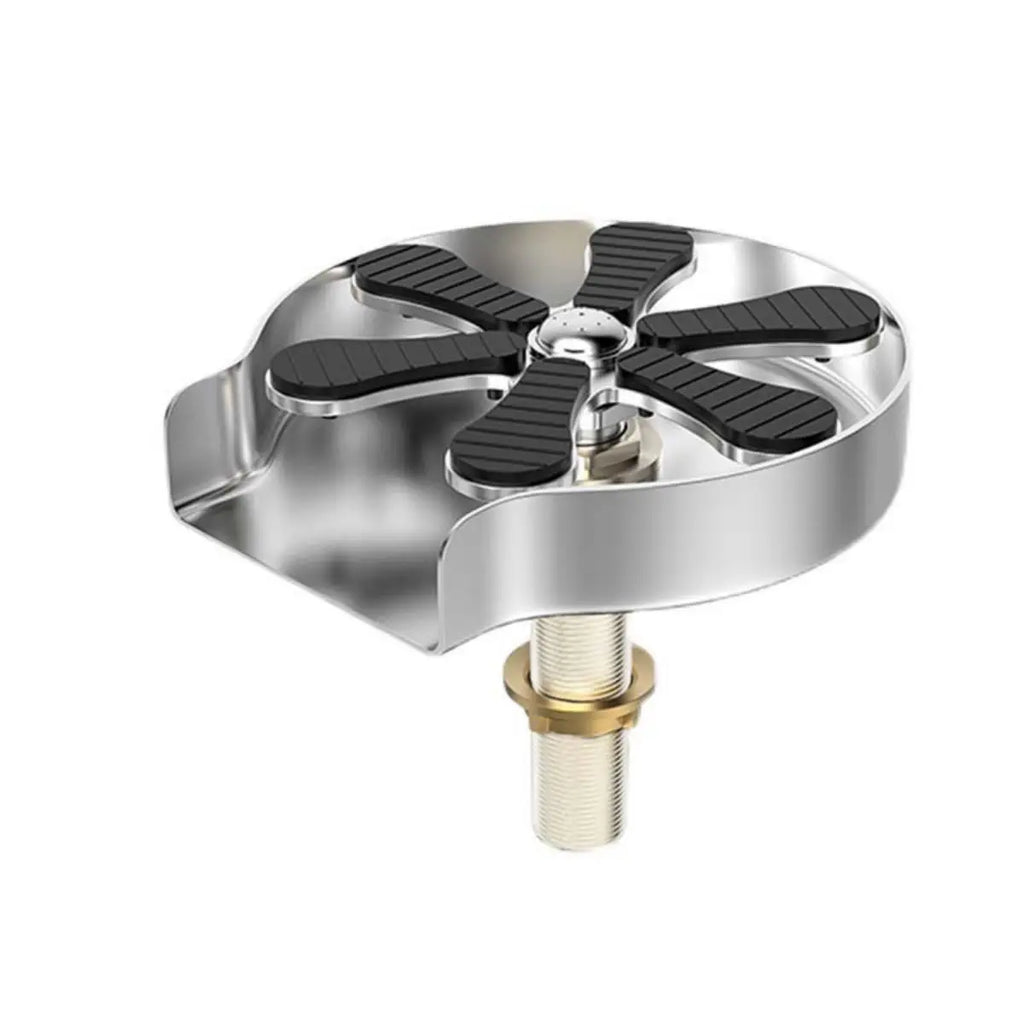 Stainless steel sink glass rinser with multi-angle black jet arms and threaded inlet