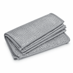 Folded dark gray steel wire mesh cleaning cloth, non-scratch scrub pad