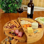 Cheese Board Set with Cutlery - Slide-Out Drawer & Tools