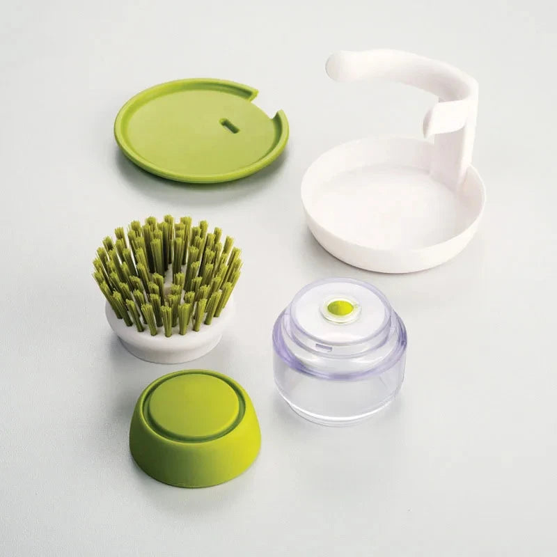Dish Brush with Soap Dispenser - Palm Scrub Brush & Tray