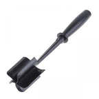 Black 5-blade meat chopper with long handle and pinwheel-style head