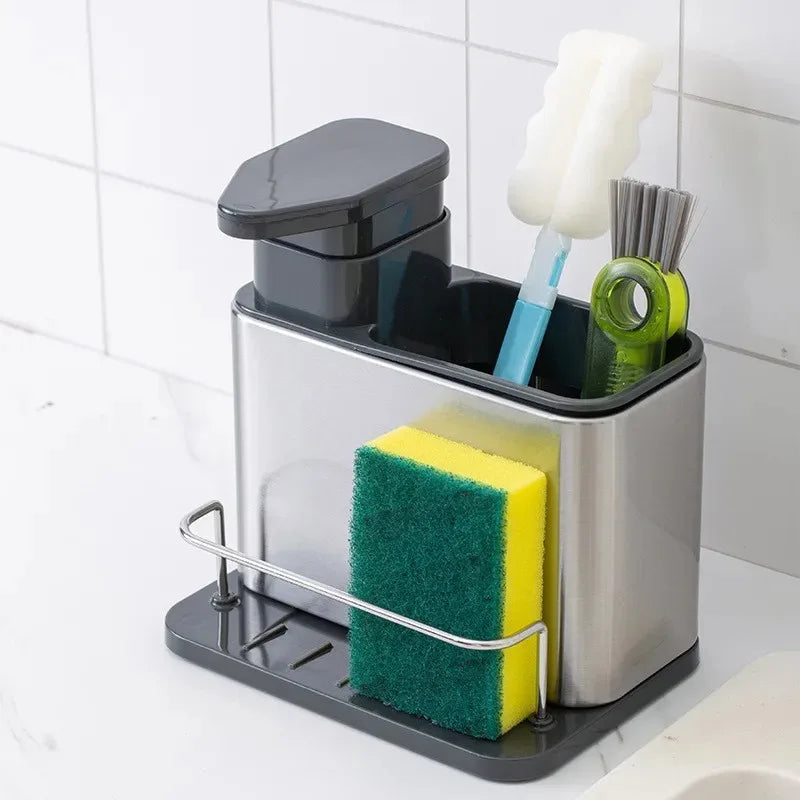 3-in-1 Sink Organizer - Soap Dispenser, Sponge Holder & Rack