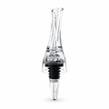 Clear wine aerator pourer spout with black base and vertical nozzle