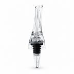 Clear wine aerator pourer spout with black base and vertical nozzle