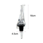 Wine aerator pourer spout, clear plastic with black ring and narrow outlet tip