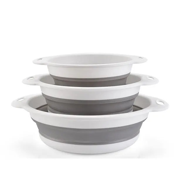 Collapsible Colander & Strainer Set with Self-Draining Base