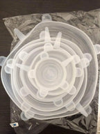 Clear silicone stretch lids stacked and packed in plastic bag