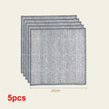 Non-scratch steel wire cleaning cloth set, 5 pcs, gray-silver 20x20cm squares