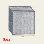 Non-scratch steel wire cleaning cloth set, 5 pcs, gray-silver 20x20cm squares