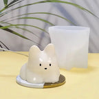 White cat pudding mold with cat insert and upright side mold