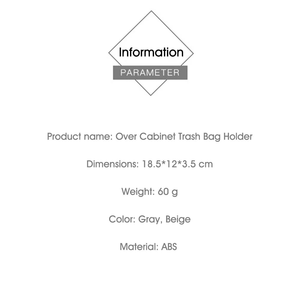 Trash bag holder product information graphic