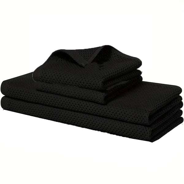 Pure Cotton Waffle Weave Kitchen Towel & Dishcloth Set