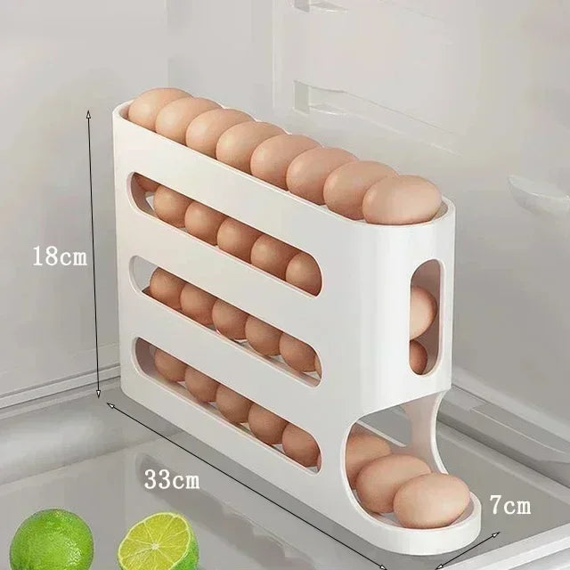 Refrigerator Egg Storage Box - Auto-Rolling Ladder Style Holder