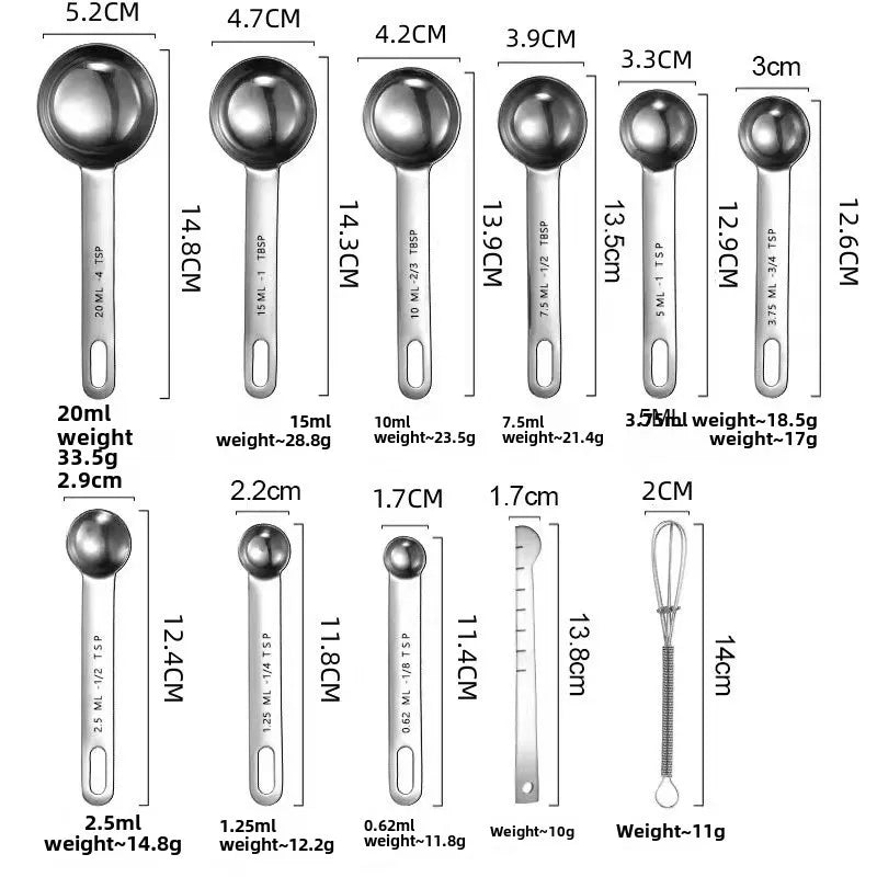 Stainless Steel Measuring Spoons - 4/6/7/8 Piece Set