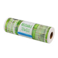Reusable bamboo paper towel roll in green wrap, horizontal view