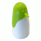 Microwave steam cleaner with green and white body, rounded handheld design