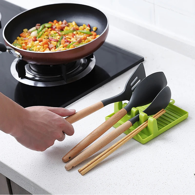 Spoon Rest Kitchen Organizer - Utensil Holder & Pot Lid Stand