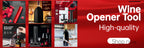 Wine vacuum pump set promotional banner with vacuum pump and bottle images