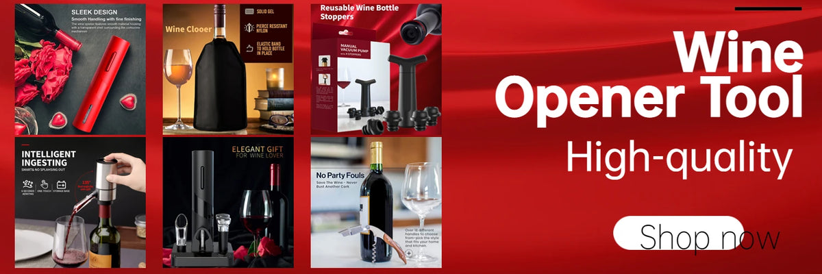 Wine vacuum pump set promotional banner with vacuum pump and bottle images