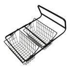 Black 2-tier wire countertop fruit basket organizer, angled top basket and grid sides