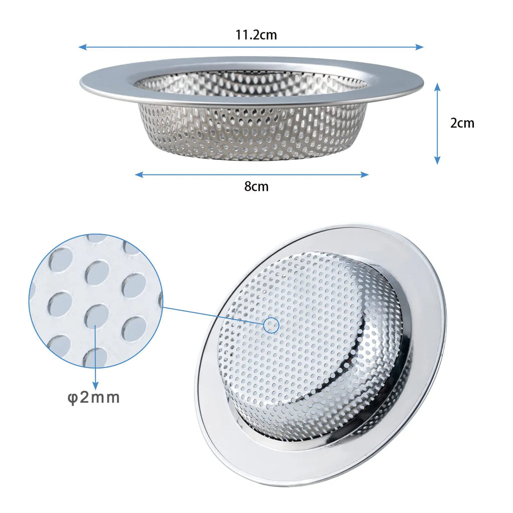 Stainless steel strainer basket mesh detail with 2 mm micro-perforations