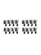 Halloween graveyard cupcake toppers, black tombstones and shovel shapes on sticks