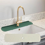 Green silicone faucet splash guard and drain mat with raised drain ridges