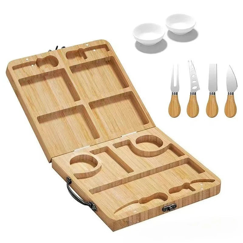 Bamboo Charcuterie Board Gift Set - Foldable with Utensils