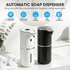 Touchless automatic soap & sanitizer dispenser, white and black countertop units