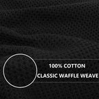 Close-up of black waffle weave 100% cotton fabric