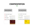 Beeswax wrap material comparison diagram with clear yellow and dark wax samples