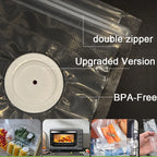 Vacuum sealer bags with round valve and double zipper seal for BPA-free storage