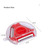 3-in-1 rotary vegetable peeler with size diagram and labeled dimensions