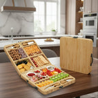 Bamboo Charcuterie Board Gift Set - Foldable with Utensils