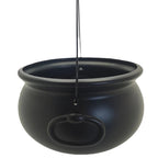Black cauldron candy bucket with front carry loop and hanging loops, open top