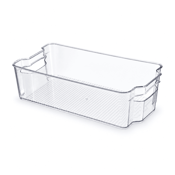 Clear Stackable Refrigerator & Pantry Organizer Bins with Built-In Handles