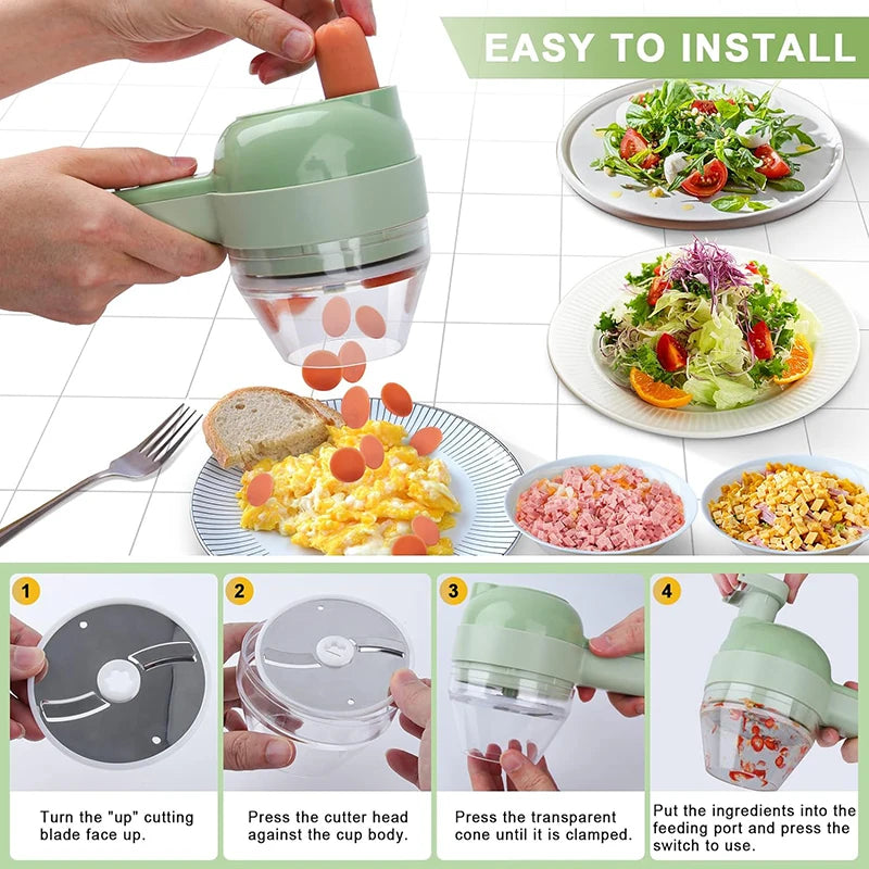 5-in-1 Electric Vegetable Cutter - Rechargeable Food Chopper