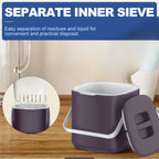 Dark purple food waste bin showing separate inner sieve insert at the top