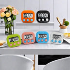 Digital kitchen timer set in multiple colors, large LCD display with MIN/SEC and start/stop buttons