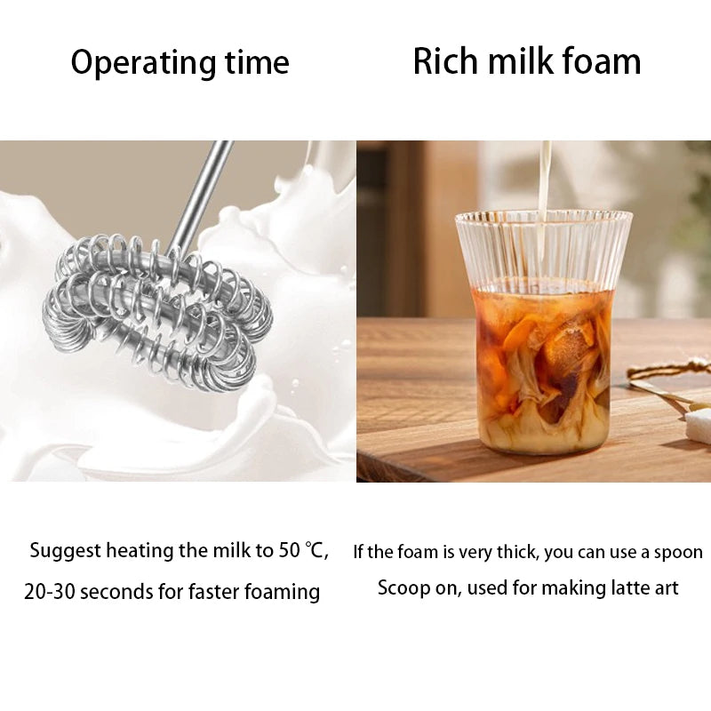 Electric Milk Frother - Handheld Foam Maker for Coffee & Lattes