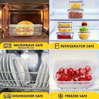 8-piece airtight food storage container set with snap-lock lids in microwave, fridge, dishwasher, freezer