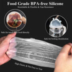Food-grade silicone stretch lid cover roll with secure, flexible seal on a bowl