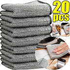 Non-scratch steel wire cleaning cloth set, 20 pcs, gray-silver square cloths stack