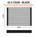 Matte black roll-up over-sink dish drying rack, 43 x 33 cm silicone-coated bars