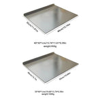 Brushed stainless steel pastry and cutting boards, two sizes shown