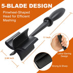 Black 5-blade meat chopper with pinwheel-shaped mashing head