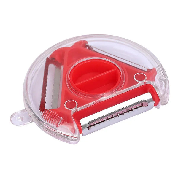 3-in-1 Rotary Vegetable Peeler with Rotating Stainless Steel Blades for Precision Peeling & Julienne Shredding