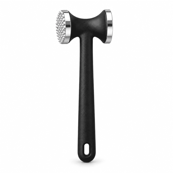 Dual-Sided Meat Tenderizer Mallet with Heavy-Duty Zinc Alloy Head for Tender Steaks and Even Cutlets